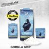 Das Bild zeigt die drei blauen Packungen Chalk. Man sieht sie jeweils aufrecht stehend von der Vorderseite mit dem Logo, dem Gorilla und dem Produktnamen darunter.