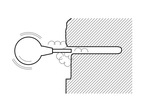 Das Bild zeigt eine Grafik, in welcher ein Bohrloch mit einem Ausbläser gereinigt wird.