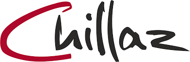 Das Bild zeigt das Logo der Firma Chillaz. Auf weißem Hintergrund ist ein rotes "C" sowie schwarzes "hillaz" zu sehen.