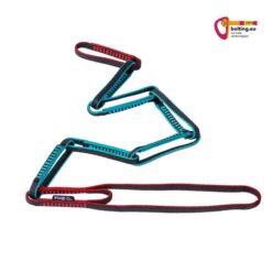 Eine türkis Rote Fixe Multi Chain Schlinge mit 90cm Länge auf weißem Quadrat.
