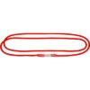 Das Bild zeigt die Climbing Technology Alp Loop Schlinge. Die rote Seilschlinge ist in zwei Kreisen auf einem weißem Quadrat ausgelegt.