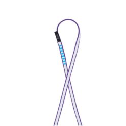 Das Bild zeigt eine Schlinge der violetten Bandschlinge 120cm von Beal in einem weißem Quadrat.