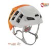 Petzl Meteor Kletterhelm von der Seite mit Kopfband und Kinnriemen.