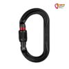 Schwarzer Petzl OK Karabiner schwarz mit Scrrew Lock Verschluss.
