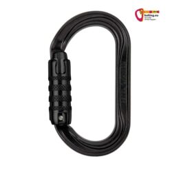 Schwarzer Petzl OK Karabiner schwarz mit Triact Lock Verschluss.