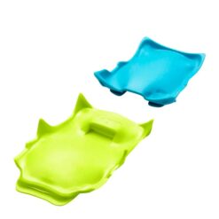 Grell grüne und blaue Edelrid Anti Shark Lite Antistollplatte.