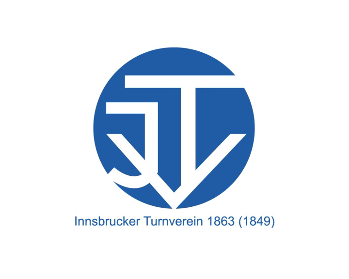 Blaues Logo des Innsbrucker Turnverein mit Schriftzug.