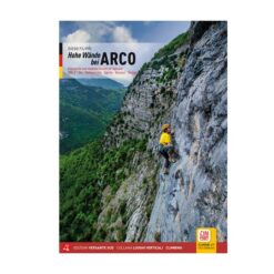 Cover des Hohe Wände bei Arco Kletterführer Band 1, ein Kletterer auf einer Felsplatte.