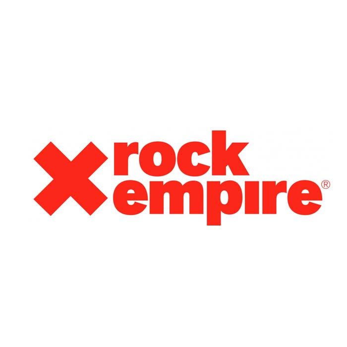 Logo vom Kletterartikel Hersteller Rock Empire, ein rotes X mit Schriftzug.