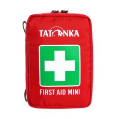 Rotes Mini 1. Hilfe Set mit grünem Quadrat und weißem Kreuz sowie Tatonka Schriftzug.