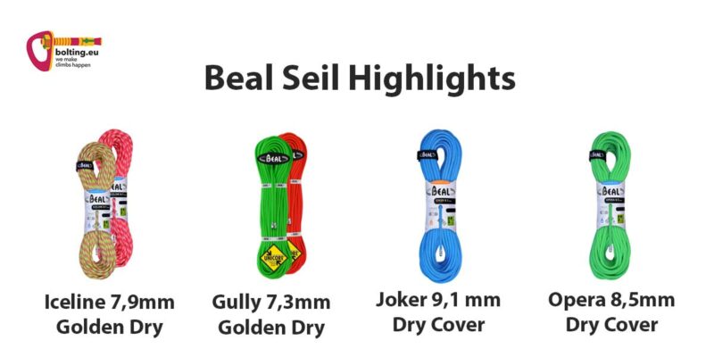 Grafik mit vier Seil Highlights von Beal inklusive Namen.