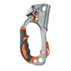 Graue Climbing Technology Quick Roll Steigklemme mit schwarzem Griff von der Seite