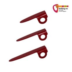 Drei rote Kop de Gas Hardened Knifeblades Diables Messerhaken und buntes bolting.eu Logo.