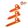 Drei orange Kop de Gas Medium Hardened Knifeblades Messerhaken und buntes bolting.eu Logo.