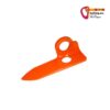 Oranger Kop de Gas Medium Hardened Knifeblade und buntes bolting.eu Logo.