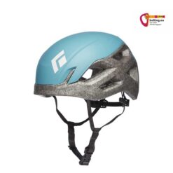 Black Diamond Vision Helm in Farbe aqua blue von schräg vorne und buntes bolting.eu Logo.