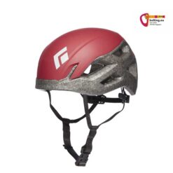 Black Diamond Vision Helm in Farbe bordeaux von schräg vorne und buntes bolting.eu Logo.