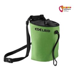 Grünes Edelrid Rodeo Large Chalkbag mit Gurtband und rechts oben boplting.eu Logo.