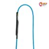 Blaue Edelrid Aramid Cord Sling im Halbkreis aufgelegt. Rechts oben buntes bolting.eu Logo.