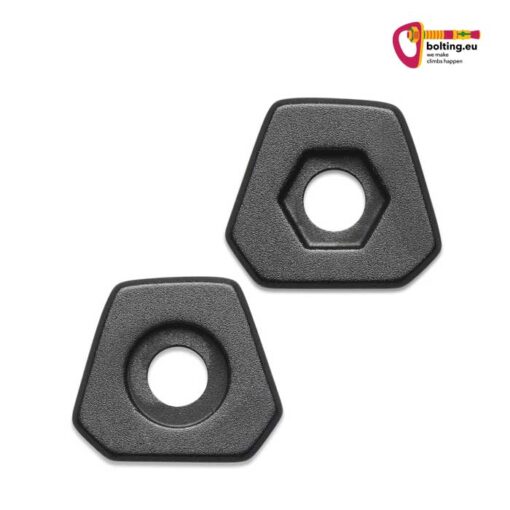 Zwei schwarze Black Diamond ICE Light Head Spacer schräg nebeneinander. Rechts oben buntes bolting.eu Logo.