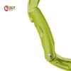 Gelbgrüner Schnapper des Mission Bent Karabiners von Edelrid. Rechts oben buntes bolting.eu Logo