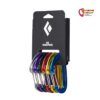 Black Diamond OZ Carabiner Rackpack mit schwarzem Karton und sechs bunten Schnappkarabinern.