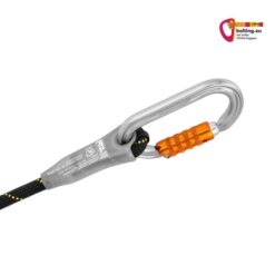 Seilschlaufe eines schwarzen Petzl Jane-Y Verbindungsmittels mit Karabiner.