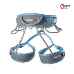 Blau grauer Ocun Twist Tech Eco Klettergurt von der Rückseite.