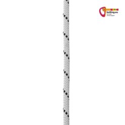 Weiss schwarzes Edelrid Performance Static 9,0mm Seil vertical auf weißem Hintergrund.