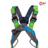 Blau grüner Fallgurt Rock Empire Ronda Speed mit ventralem Anseilring.