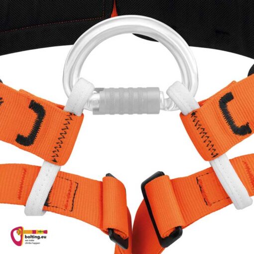 Befestigungsösen des Petzl Aven Gurtes mit durchsichtig dargestellten Omni Karabiner.