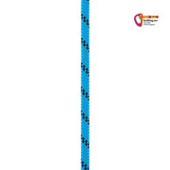 Blaues statisches Kletterseil Cousin Safety Pro vertikal durch weißes Quadrat.