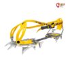 Silbern gelbes Grivel Air Tech Light Wide Steigeisen mit Körbchenbindung für Snowboardschuhe vor weißem Hintergrund.