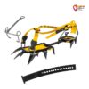 Schwarz gelbes Grivel G12 Steigeisen mit New Classic Evo Bindung, vorderen Steigeisenbügel und einem Steigeisensteg auf weißem Quadrat.