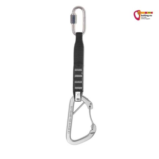Schwarze Indoor Expressschlinge mit Rapidglied und Stahlkarabiner.