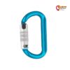 Blauer Austrialpin Ovalo 2 Wege Twist Lock Karabiner vor weißem Hintergrund.