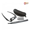 Kletterbrillen Set für Brillenträger mit Brille, Reinigungstuch und Etui vor weißem Hintergrund.