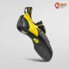 Gelb schwarzer La Sportiva Katana Velcro Allround Kletterschuh von der Rückseite.