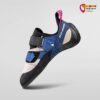Blau - pink - schwarzer Gelb schwarzer La Sportiva Katana Velcro Woman Allround Frauen Kletterschuh von der Seite.