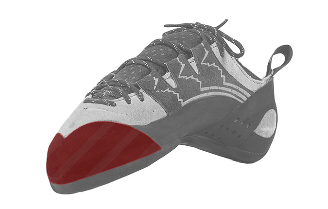 Grafik um Spitze eines Kletterschuh neu besohlen zu erklären.