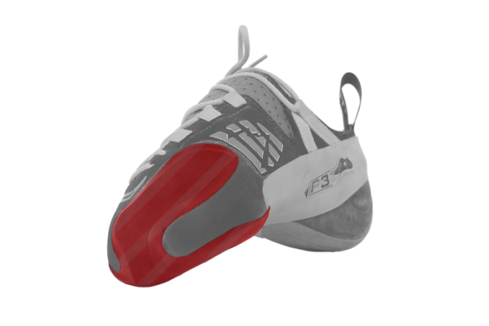 Grafik um Spitze eines Kletterschuh neu besohlen zu erklären.