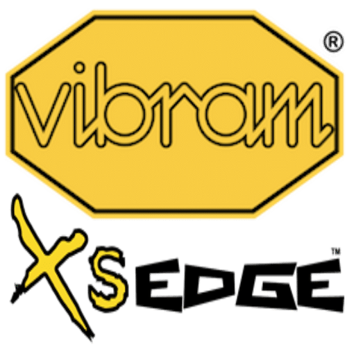 Gelbes Vibram Logo mit XS Edge Schriftzug