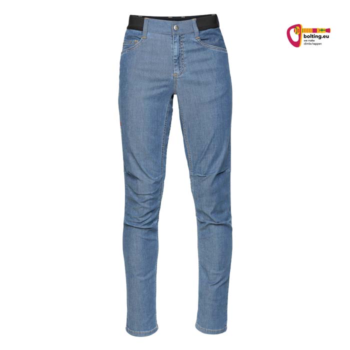 Hellblaue Chillaz Céüse Herren Kletterjean von der Vorderseite.