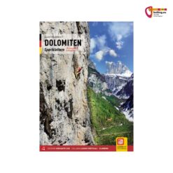 Buntes Cover des Dolomiten Sportklettern Kletterführers von Versante Sud Mit Kletterer auf Felswand vor Bergkulisse.