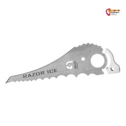 Silberne Grivel Razor Ice Vario Blade Eishaue mit Spitze nach rechts vor weißem Hintergrund.