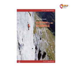Cover des Kletterführer Schweiz von Versante Sud mit Kletterer in Felswand vor Berglandschaft.