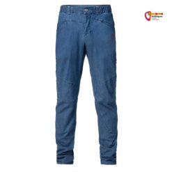 Blaue Kletterhose Jeans Herren Rafiki Crimp von der Vorderseite.