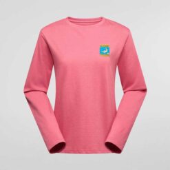 Rosa La Sportiva Moon Climb Long Sleeve Damen Bio Langarm Klettershirt von vorne.