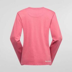 Rosa La Sportiva Moon Climb Long Sleeve Damen Bio Langarm Klettershirt von hinten.