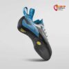 Blau schwarzer La Sportiva Finale Damen Allround Kletterschuh schräg von der Rückseite.